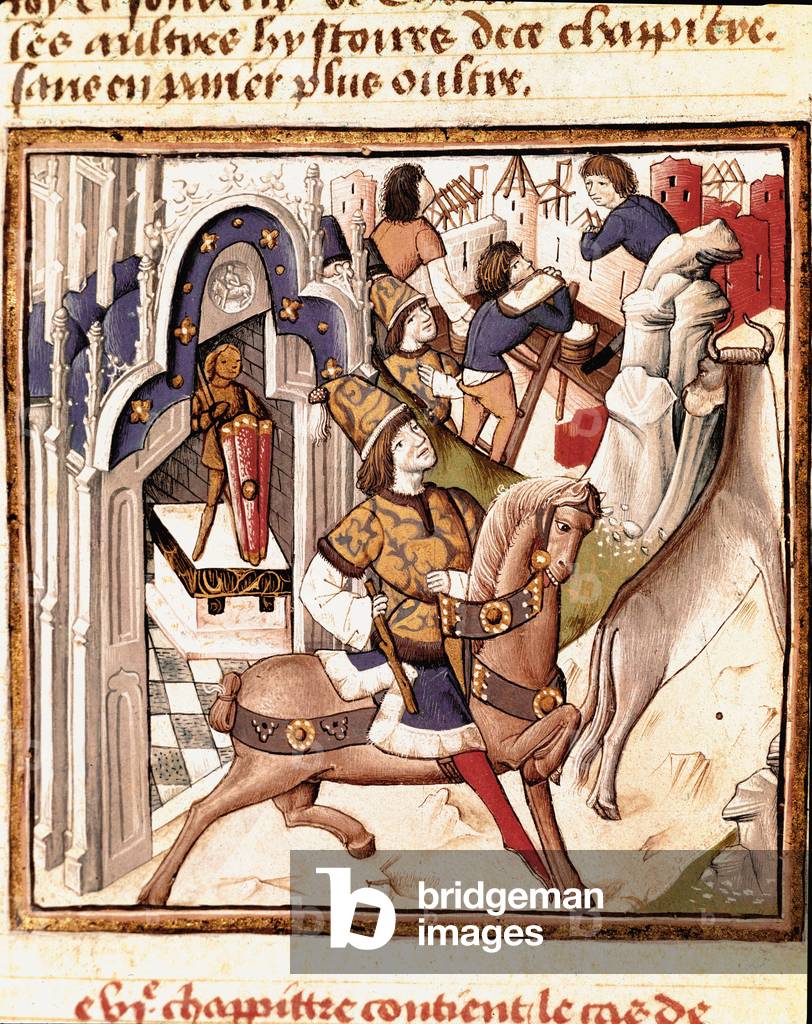Representation of Cadmos, founder of the city of Thebes in ancient Greece Miniature of the Master of the Champion of Ladies (15th century) from the manuscript “” Des hommes illustres”” by Giovanni Boccaccio (Jean Boccaccio) (1313-1375). 15th century. Carpentras. Inguimbertine Library