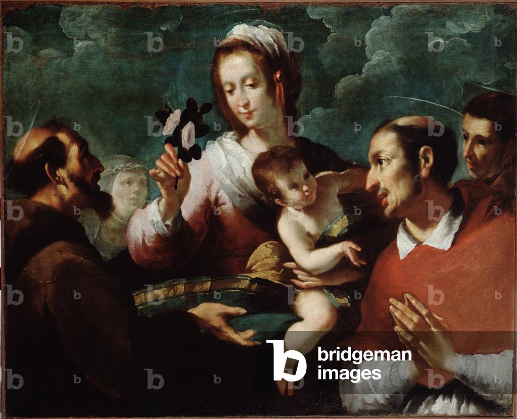 jungfrau und kind mit Charles Borromee (jungfrau und kind mit st Carlo Borromeo) Gemälde von Giovanni Andrea d