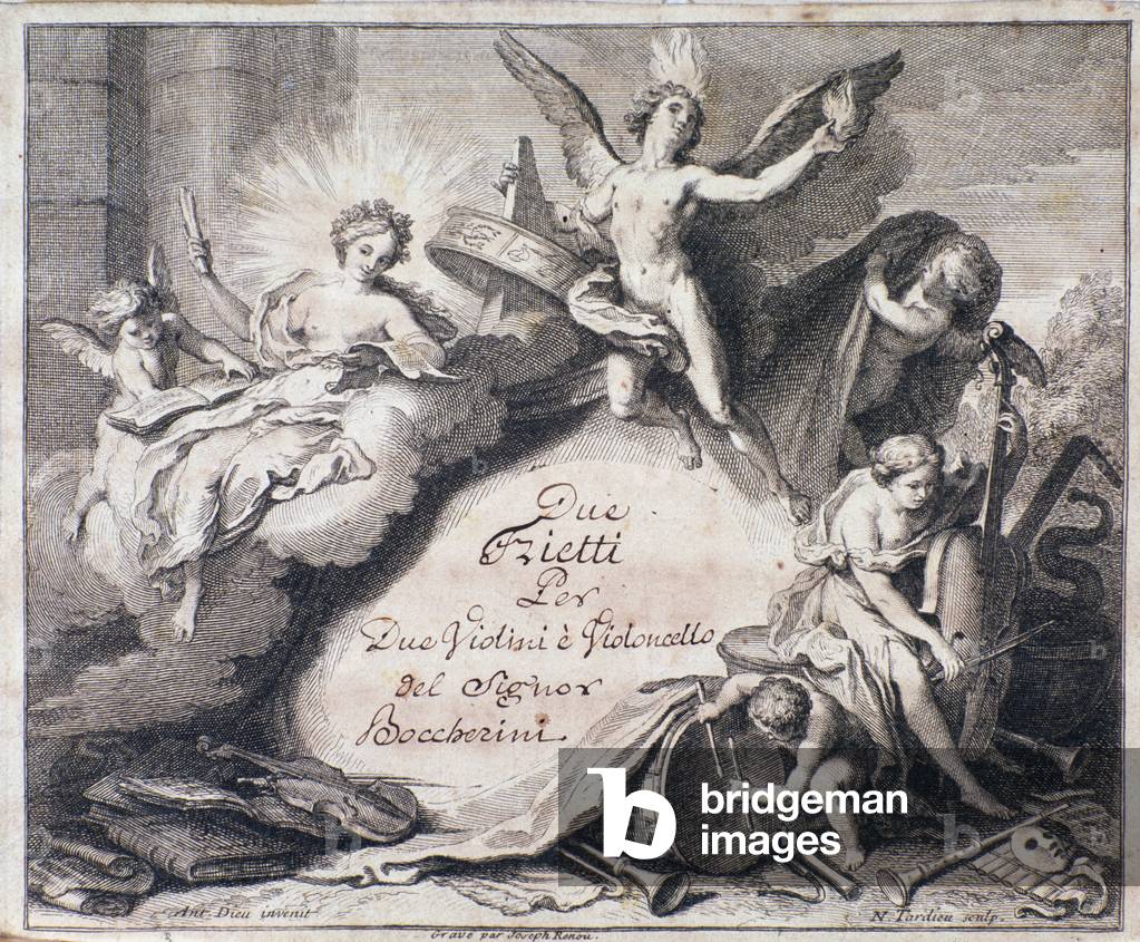 Frontispiz der Partitur von “Due trietti per due violini e violoncello” von Luigi Boccherini