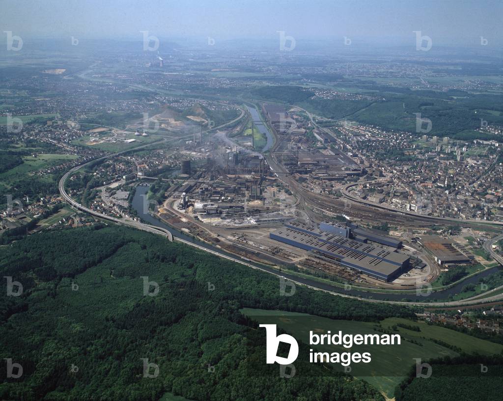 Aerial view of Arbed steel factories in Volkingen, 1990 - Photography