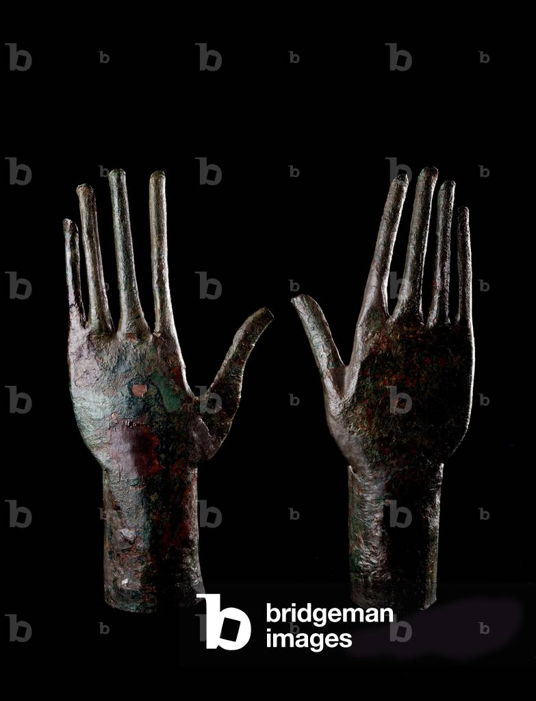 Two bronze hands, 680-670 BC