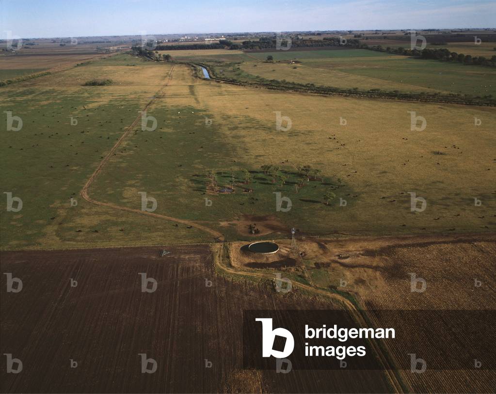 Aerial view estancia in Sante Fe province (photography, 1983)