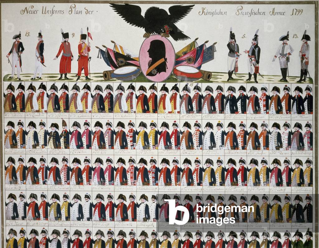 Uniforms of Prussia in 1799 (19th century print)
