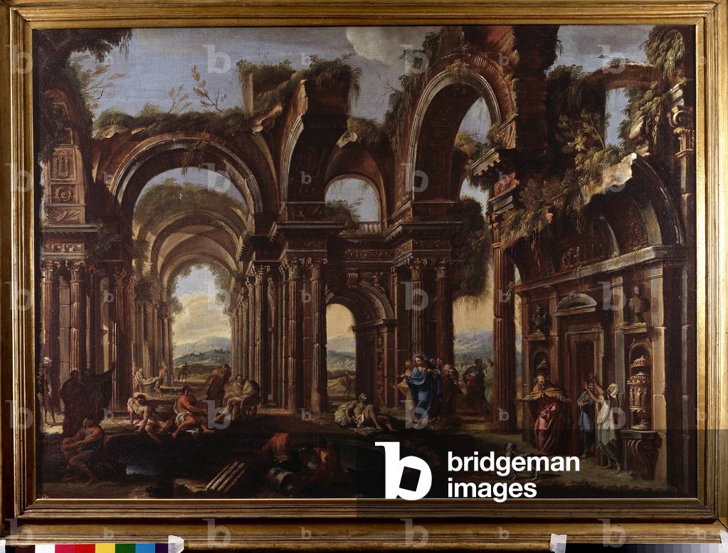 The probatic pool (oil on canvas, 17th century)