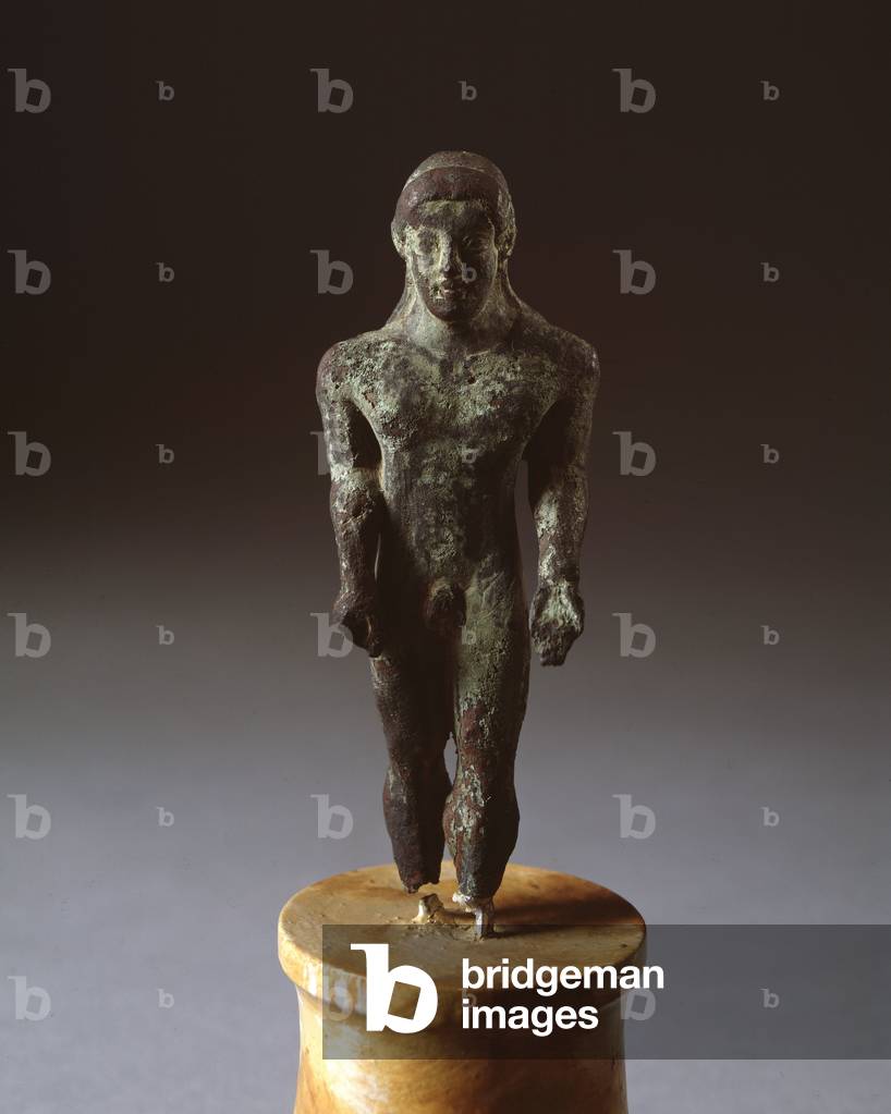 Etruscan civilization: kouros - Bronze sculpture, 500-480 BC Sun 10 cm Coming from Lignano, Italy (Etruscan ar