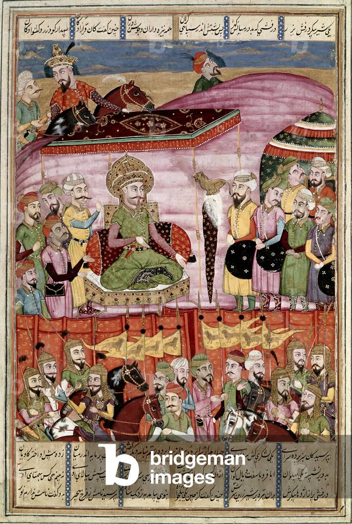 Arte islamica: «» Sohrab (Saharab) si trova alla tenda di Roustam»»» miniatura persiana ricavata da un manoscr
