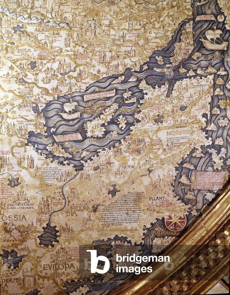 View of Scandinavia Detail of the world map (mappamundi) of brother Maurus (Mauro) camaldolese 1459 Biblioteca Marciana, Venice