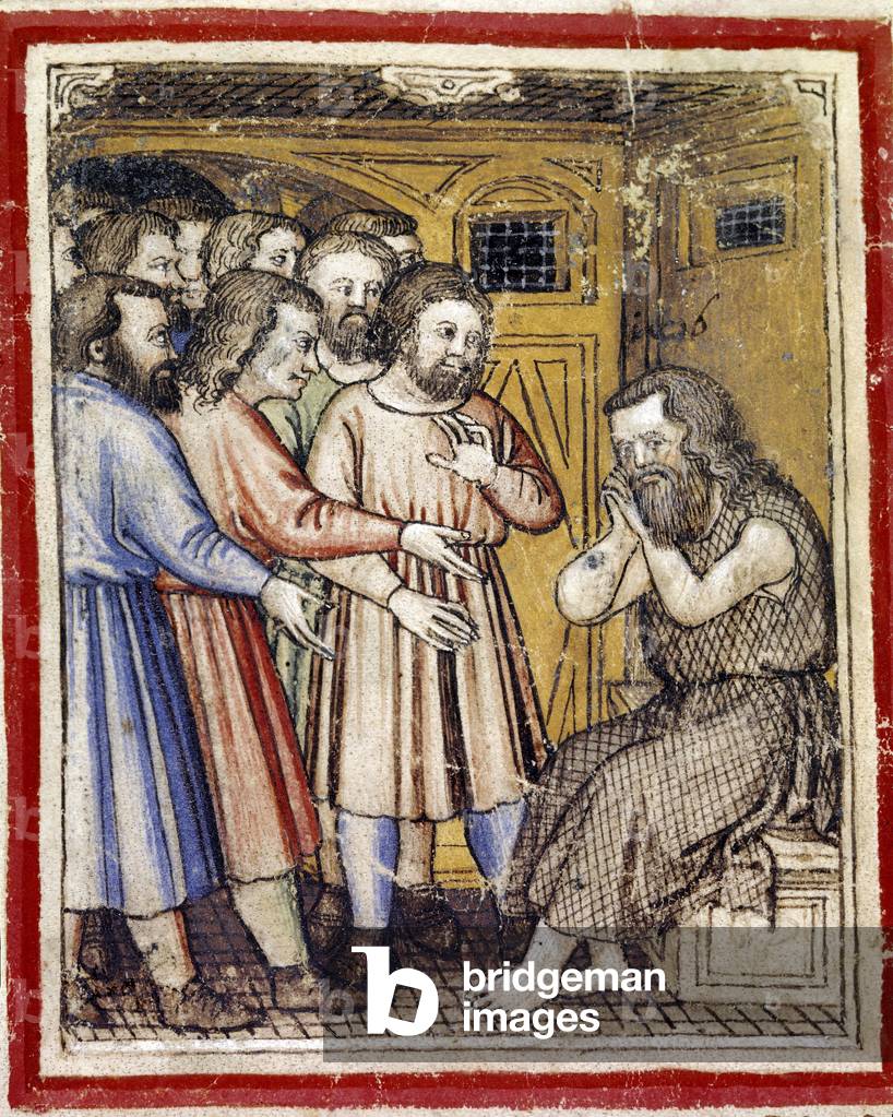 Jacob mourns the disappearance of his son Joseph Miniature from Codex 212 (or padovano or Bible of Padua) 1390-1400 Rovigo, Accademia dei Concordi