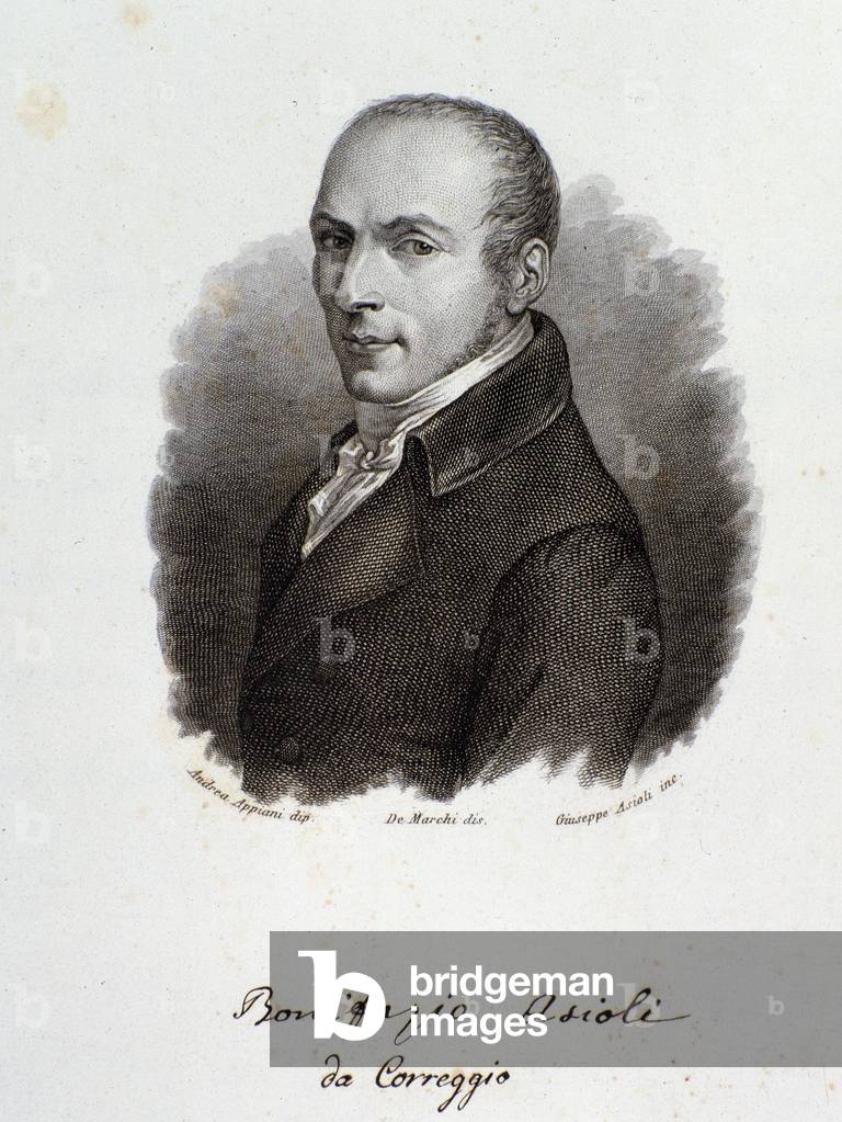 Portrait of italian composer Bonifazio Asioli (1769-1832) Engraving. 19th century. Bologne, civico museo bibli