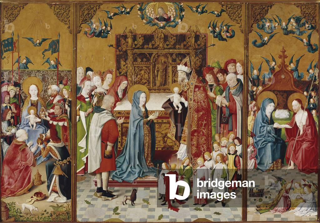 Altarbild mit den Sieben Freuden Mariens (Öl auf Holz, 15. Jahrhundert)