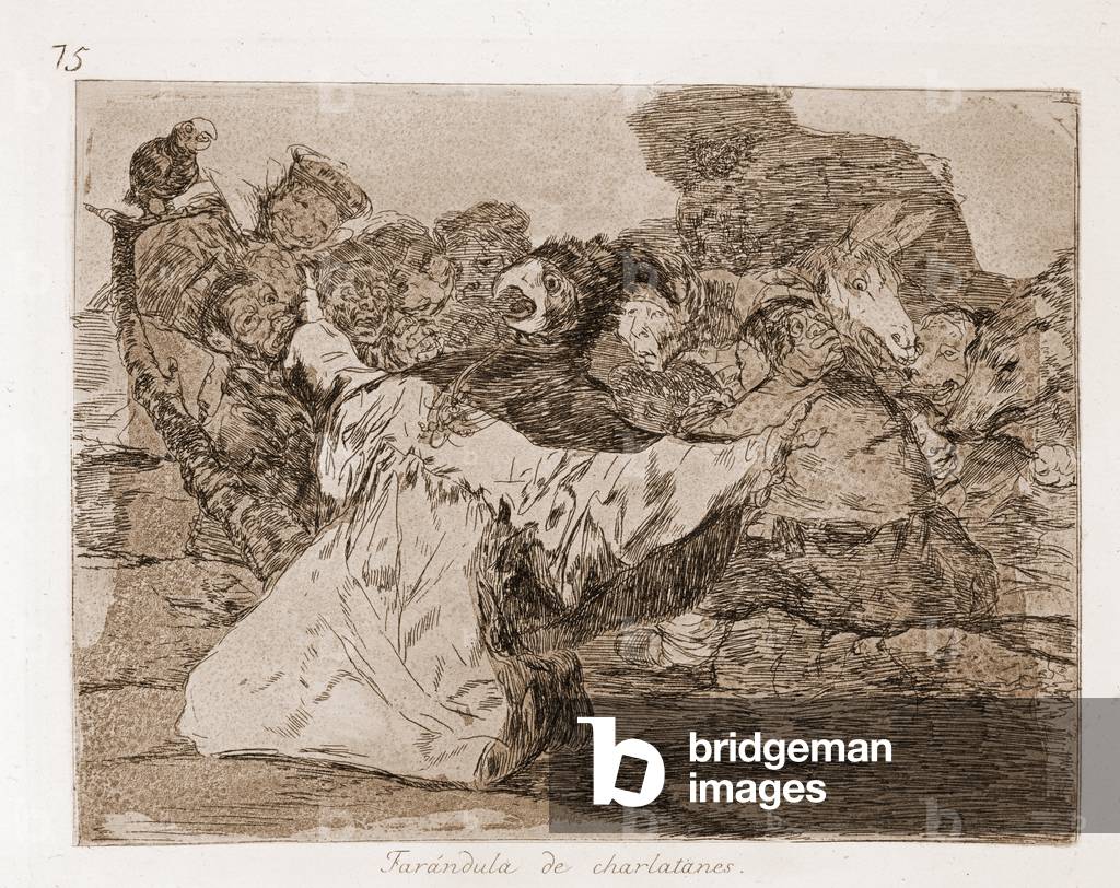 I disastri della guerra: Farandole di ciarlatani (incisione dal disegno preparatorio, 1810-1817)