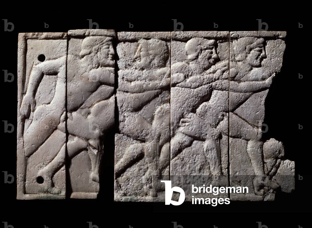 Magna Graecia: ivory plaque representing athletes during a race - 5th-4th century BC