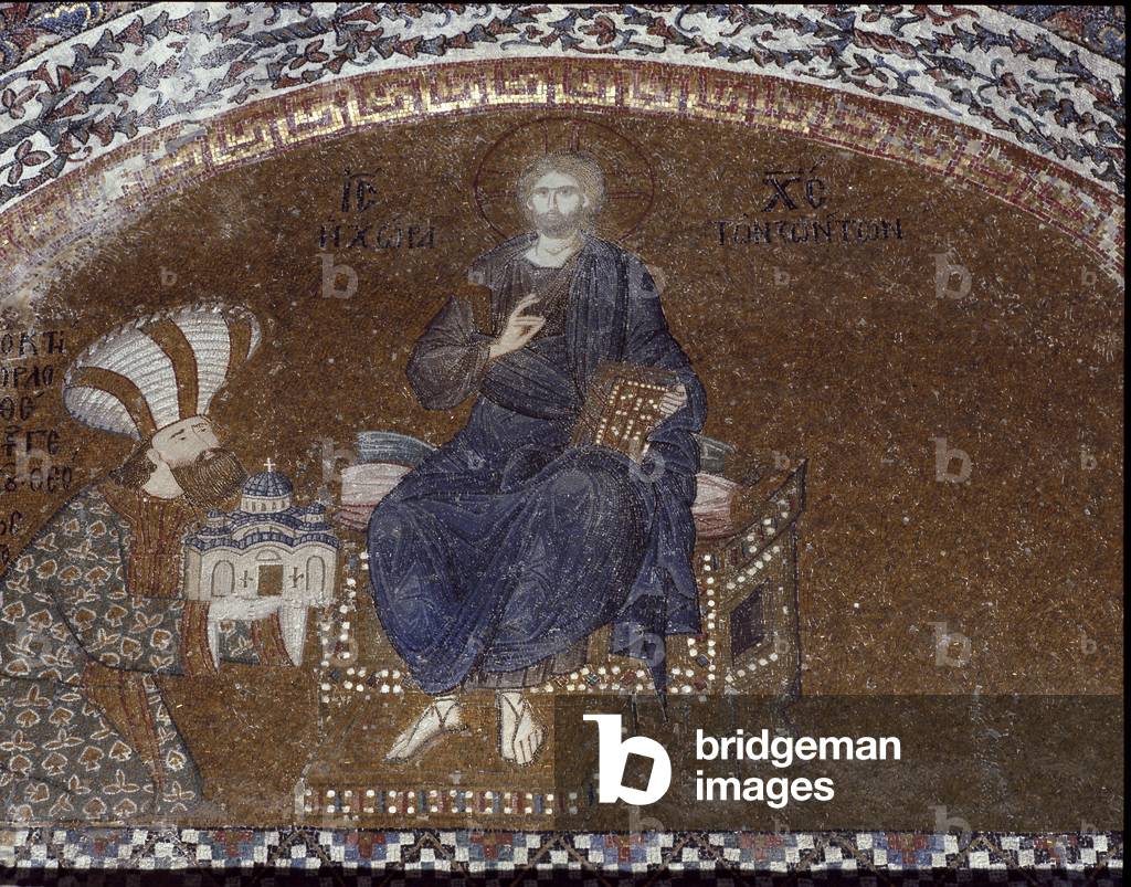 Donor Theodore Metochites presents his church to Christ (Mosaic of 1310-1320)