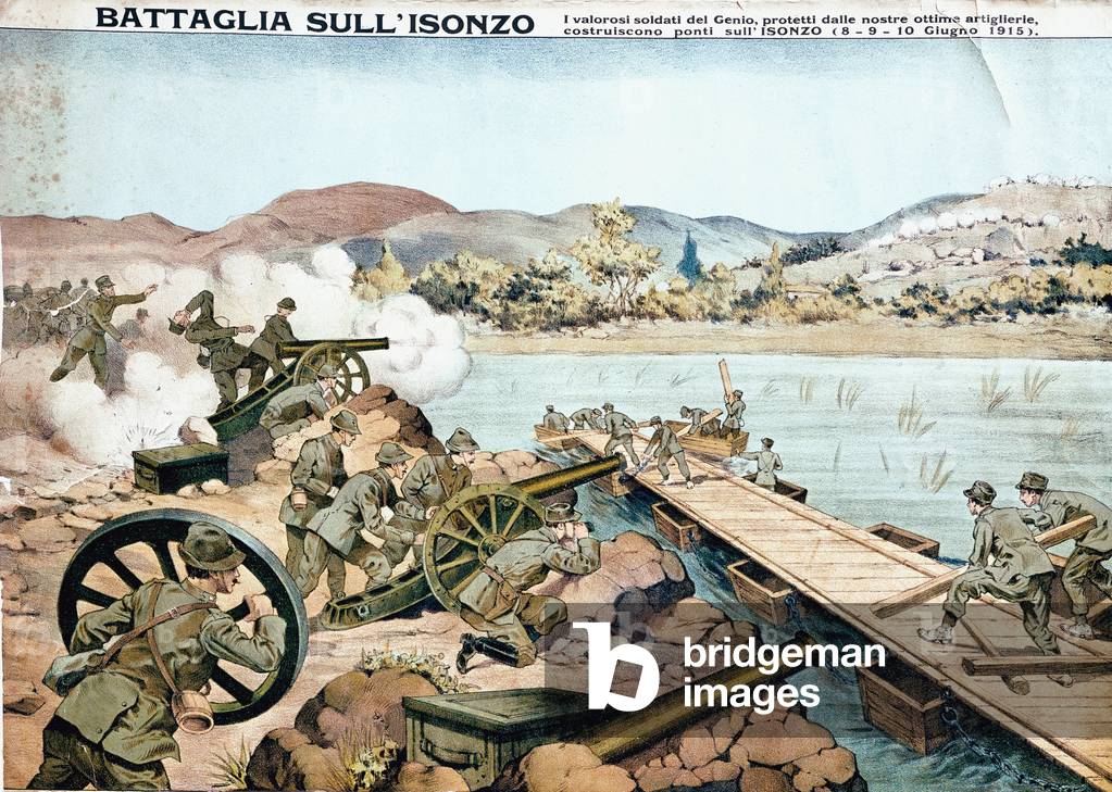 First World War (1914-1918): the troops of the Italian front took part in the fifth battle of the Isonzo River (9-15 March 1916) (engraving)