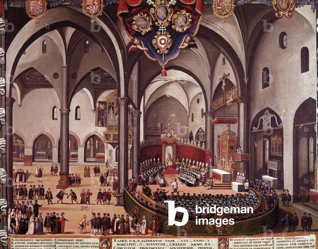 View of the Council of Aquilee in 1596 (Council of Aquileia, 1596) Anonymous painting 16th century Museo Correr Venice Italy