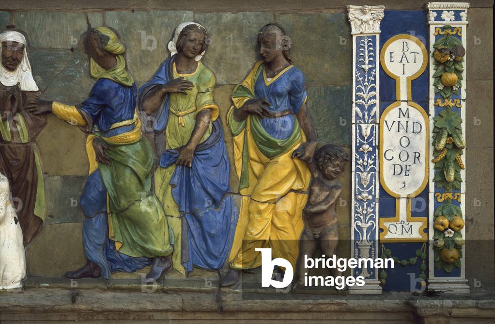 The Seven Works of Mercy, dress the denudes, 1526-1528) (low Terracotta relief)