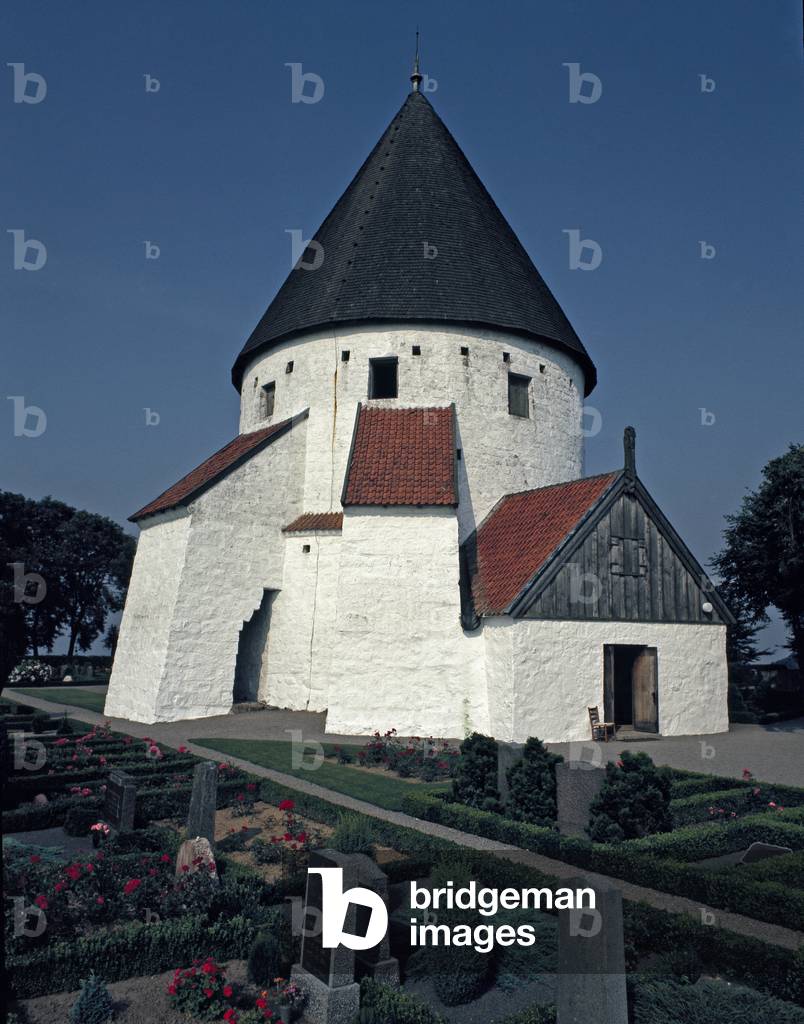 View of the round church St Olaf (Saint Olaf) island of Bornholm Denmark (View of the round church st Olaf, Bornholm island Denmark)