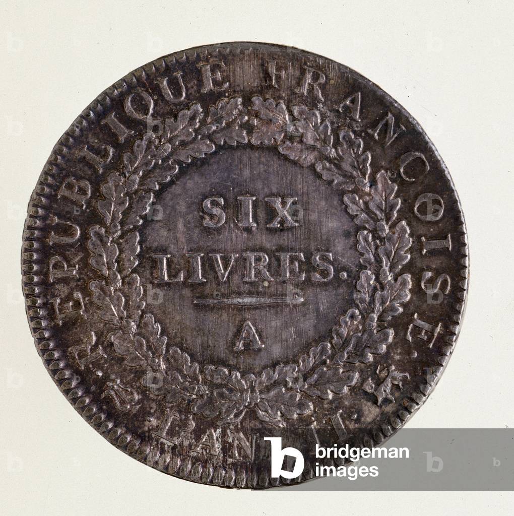Silver french ecu (scude), french republic (1793-1804), 1793-1794 Diam. 3.8 cm Naples, museo archeologico