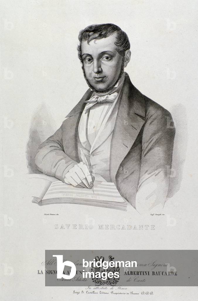 Portrait of Giuseppe Saverio Mercadante, 19th century (lithography)