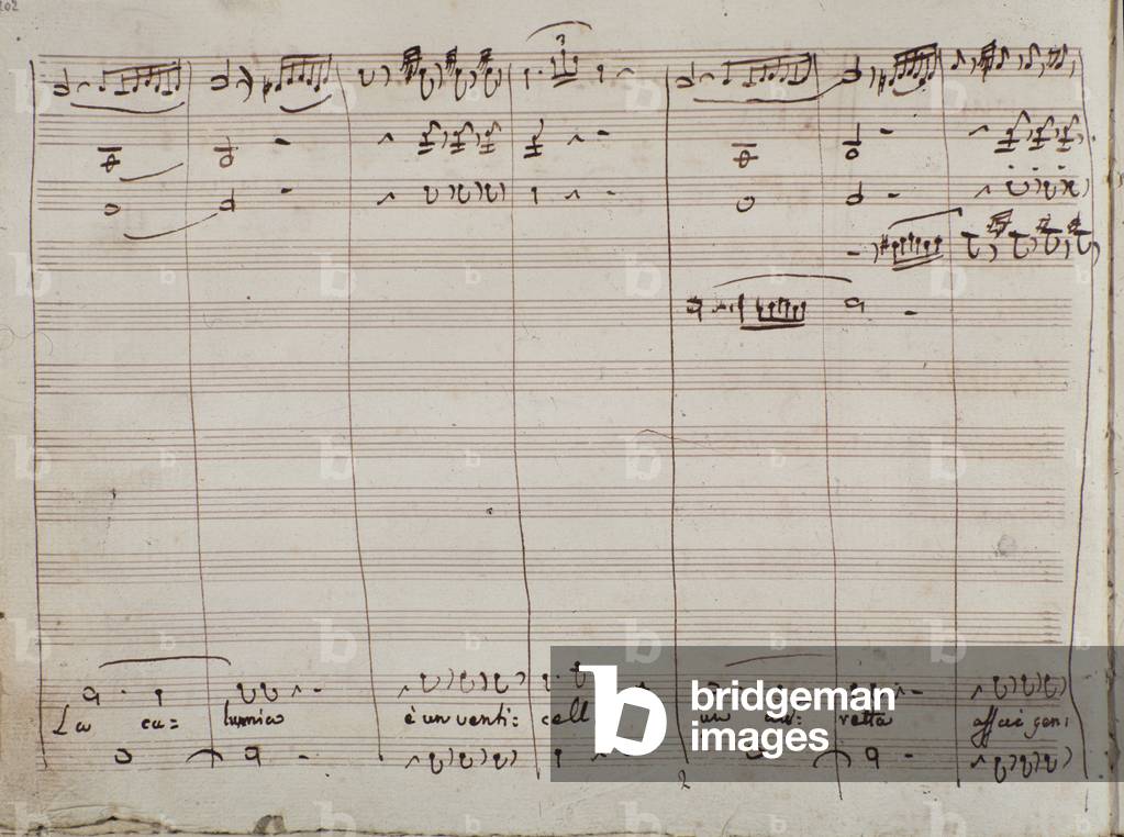 Musical Score for the 'La calunnia e un venticello' aria, in the 'The Barber of Seville' (ink on paper)