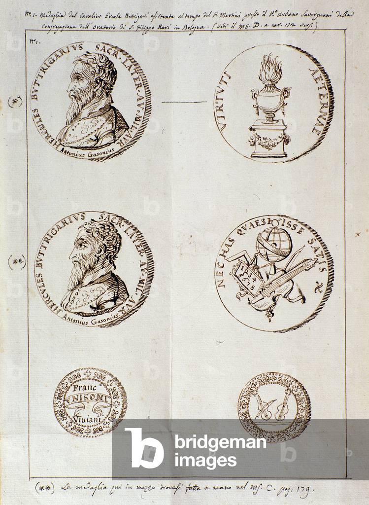 Page with portraits from Il melone, discorso armonico (manuscript, 1602)