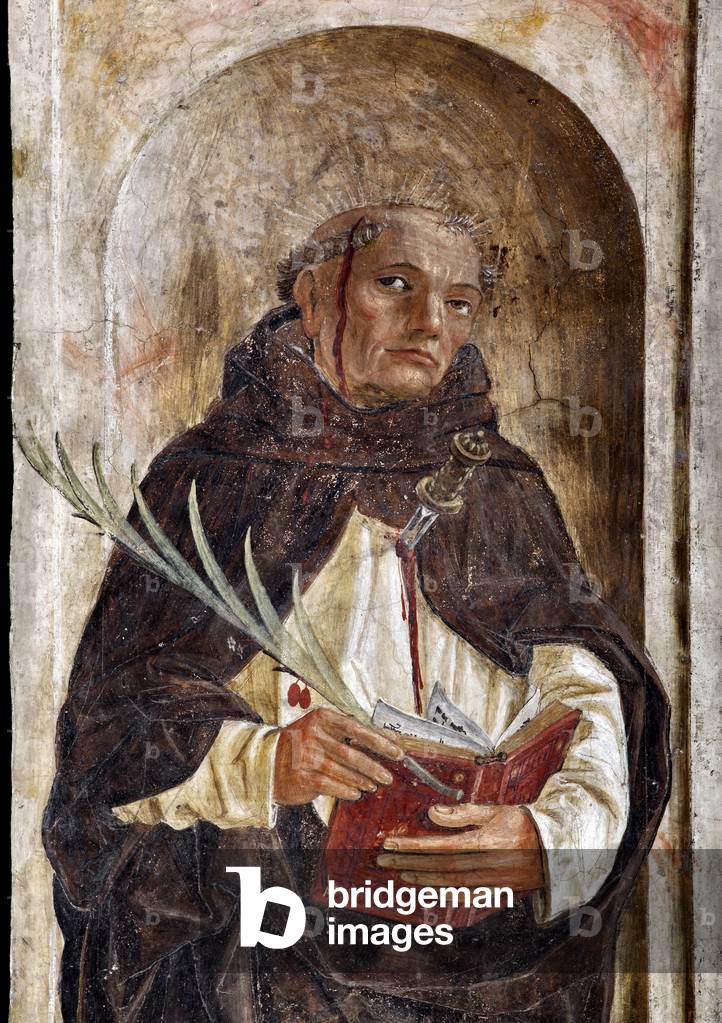 Darstellung des heiligen Peter von Verona (Peter von Verona), fresko von Bernardino Butinone (1435-1507) 1482-