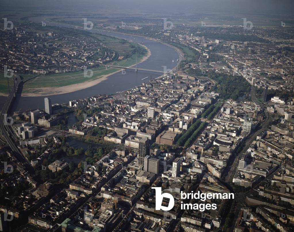 Aerial view of Dusseldorf, 1990 - Photography
