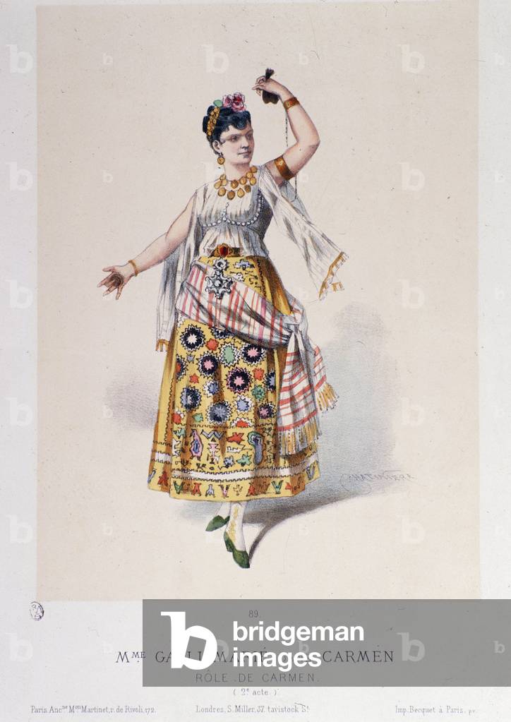 Costume of Marie Galli in Carmen, opera by Georges Bizet, 1875