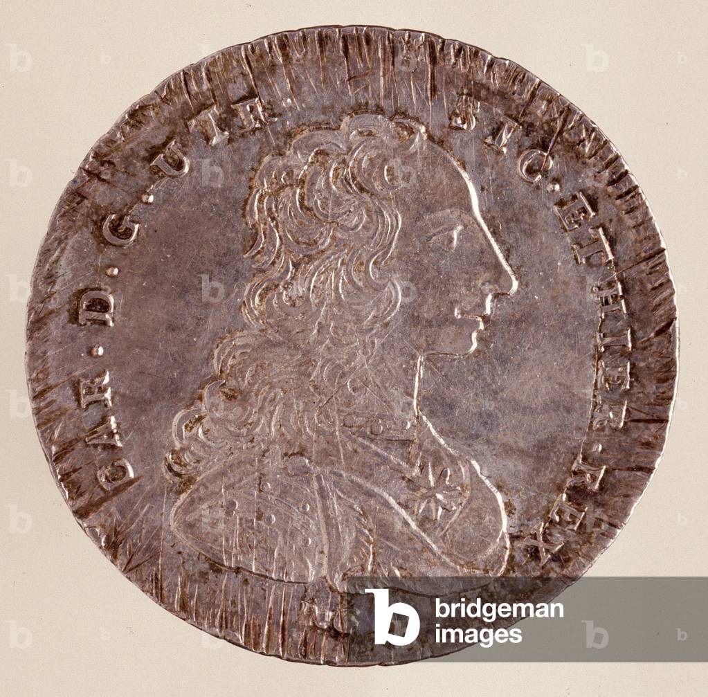 Silver piastra from Naples: reign of Carlo III of Spain (Charles III) (1716-1788) and portrait. 1750. Diam. 4 cm Naples, museo archeologico