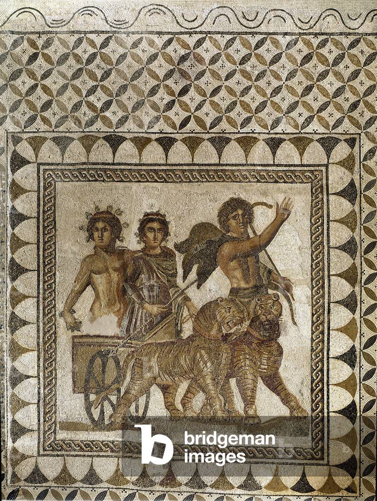 Bacchus in a chariot pulled by tigers, 3rd century (mosaic)