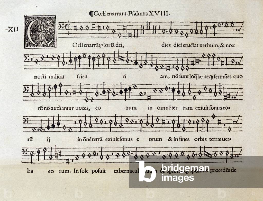Page of musical score of Coeli enarrant psalm XVIII by Willaert (1538)
