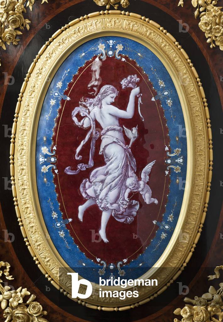 Detail of a piece of furniture decorated with the coat of arms of the Brignole Sale family, 19th century (photography)