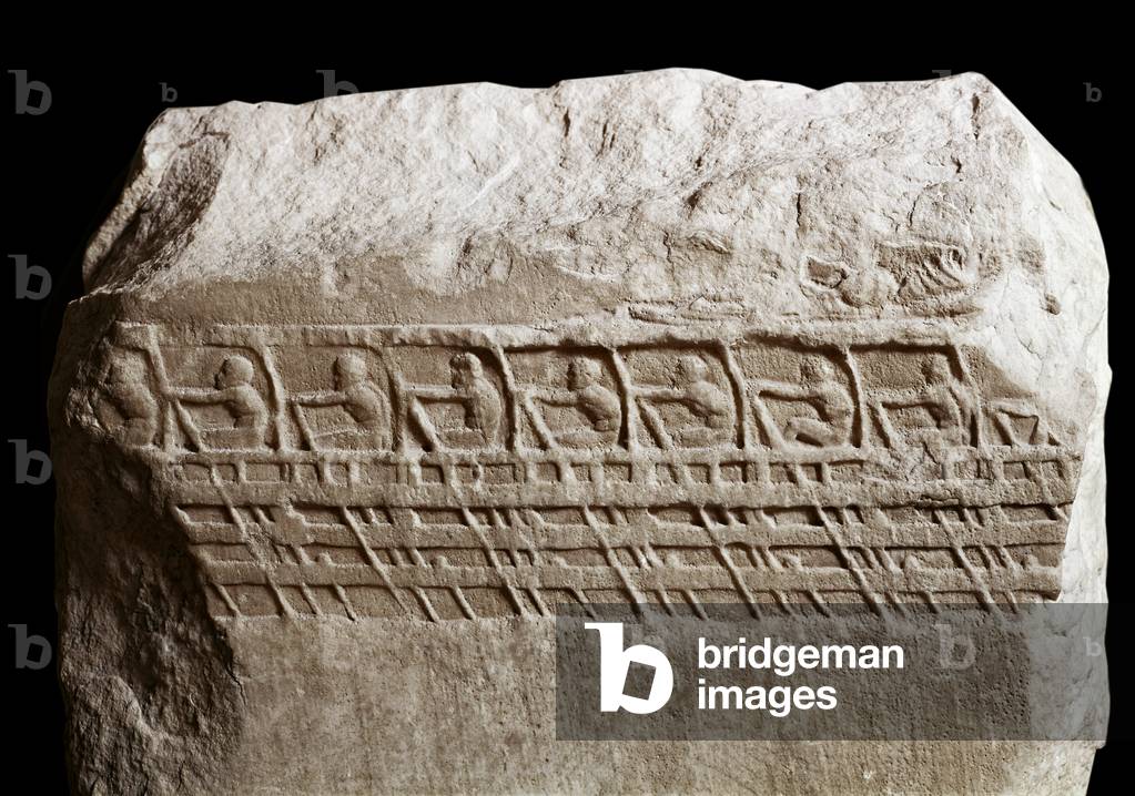 Bas relief depicting the Greek Navy, c.400 BC (stone)