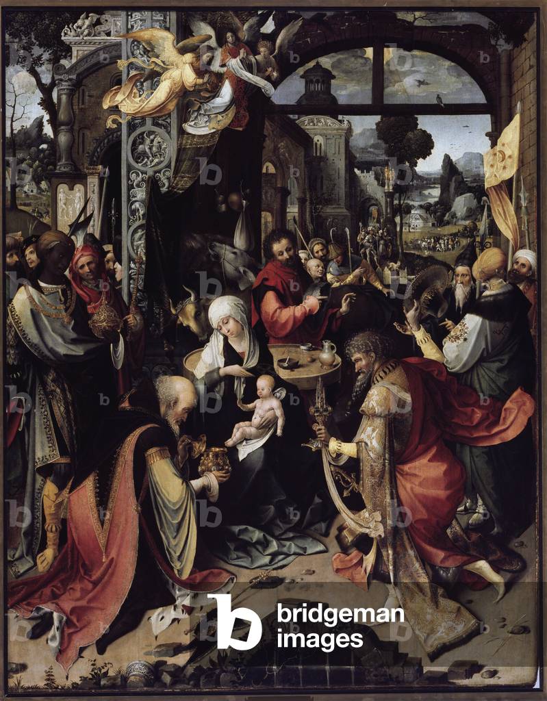 The adoration of the magi (Central panel) (oil on panel, circa 1520)