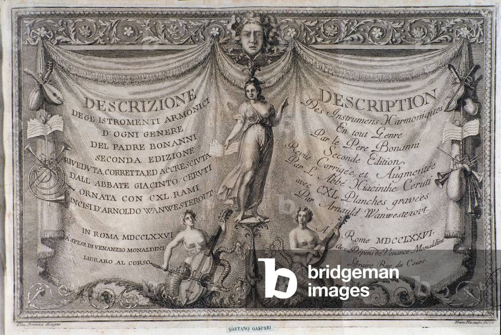 Frontispiece of the Gabinetto armonico by Filippo Bonanni, 1776