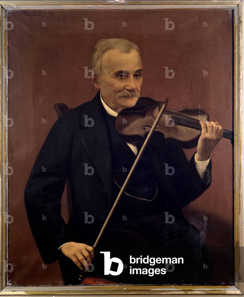 Portrait of Cesare Emiliani, Italian violinist (Painting, 19th century)