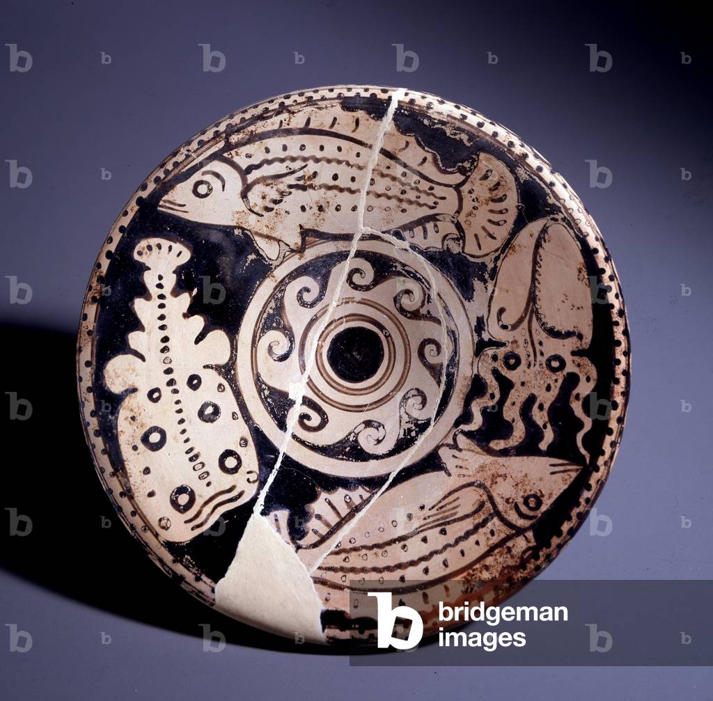 Terracotta fish plate,  350-300 BC