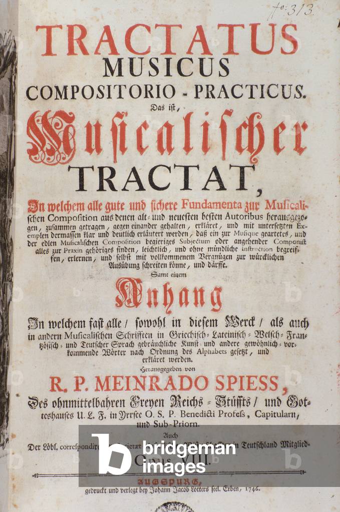 Frontispiece of Tractatus musicus, by Meinrad Spiess, 1746
