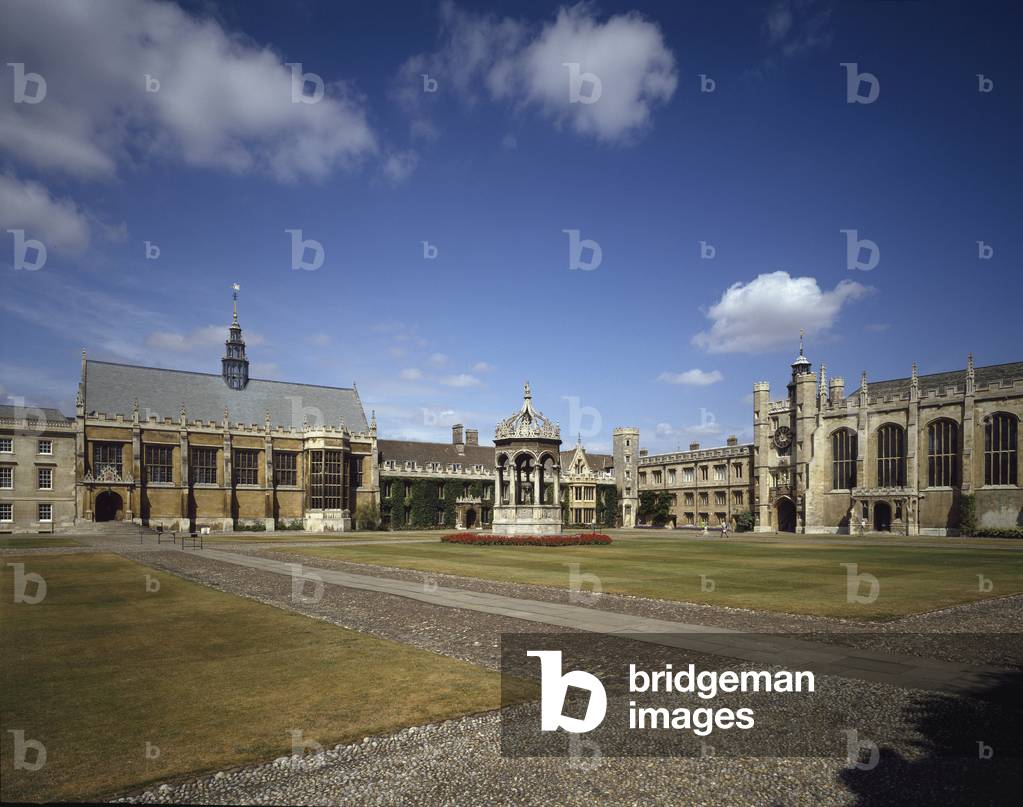 View of the Courtyard and Fountain of Trinity College founded in 1546 (photography)