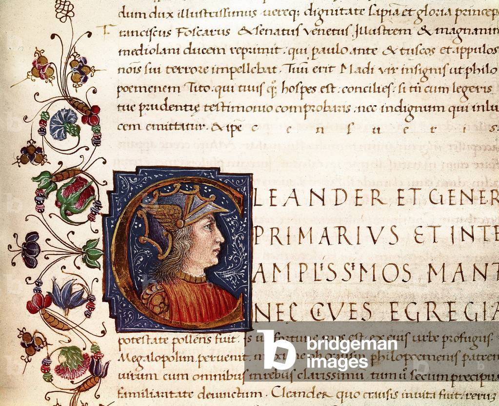 Rappresentazione di Alessandro Magno. XV secolo (Miniatura)