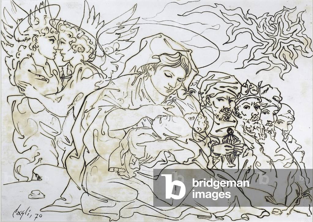 Nativity, 1970 (oil on paper)