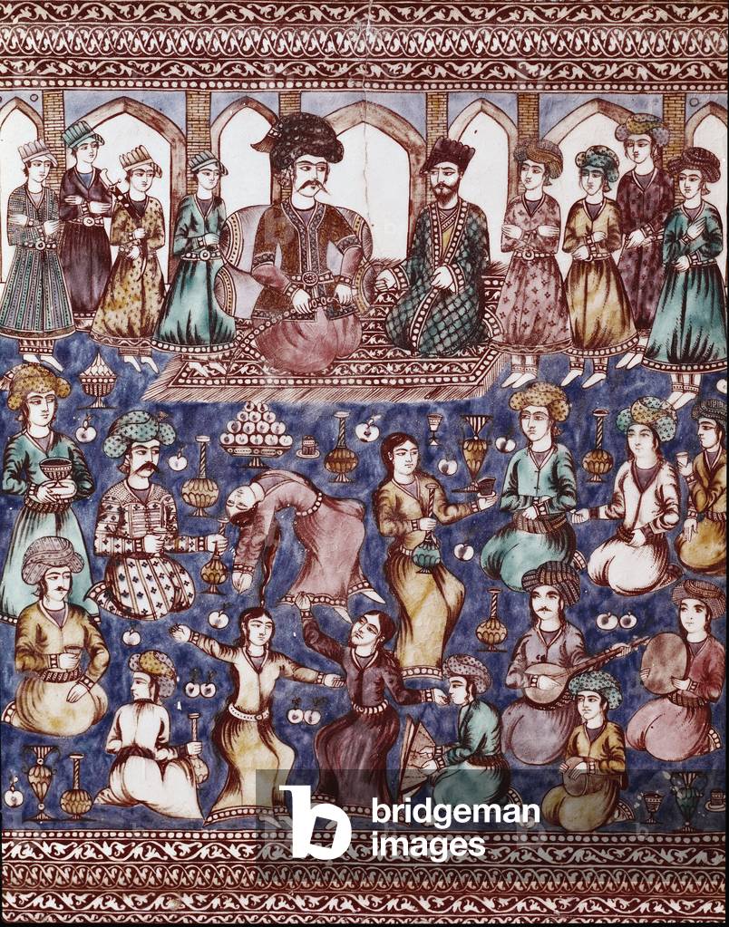 Islamische Kunst: Musiker und Tänzer des Hofes von Nasser-al-Din (Nasser al-Din oder Nasser al-Din, aber auch 