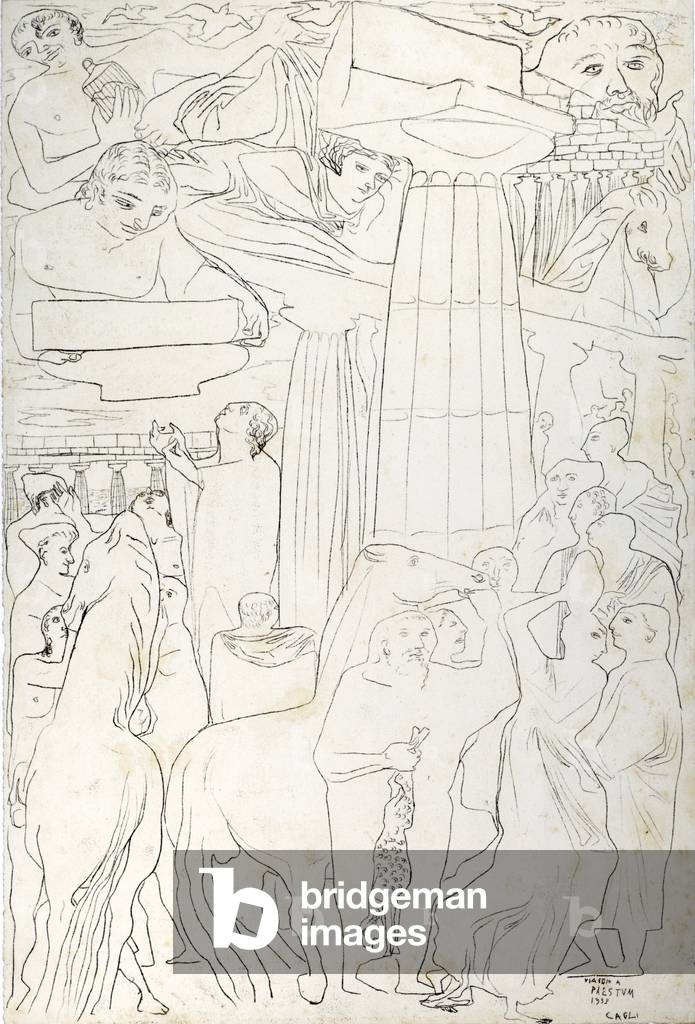 Journey to Paestum, 1933 (oil on paper)