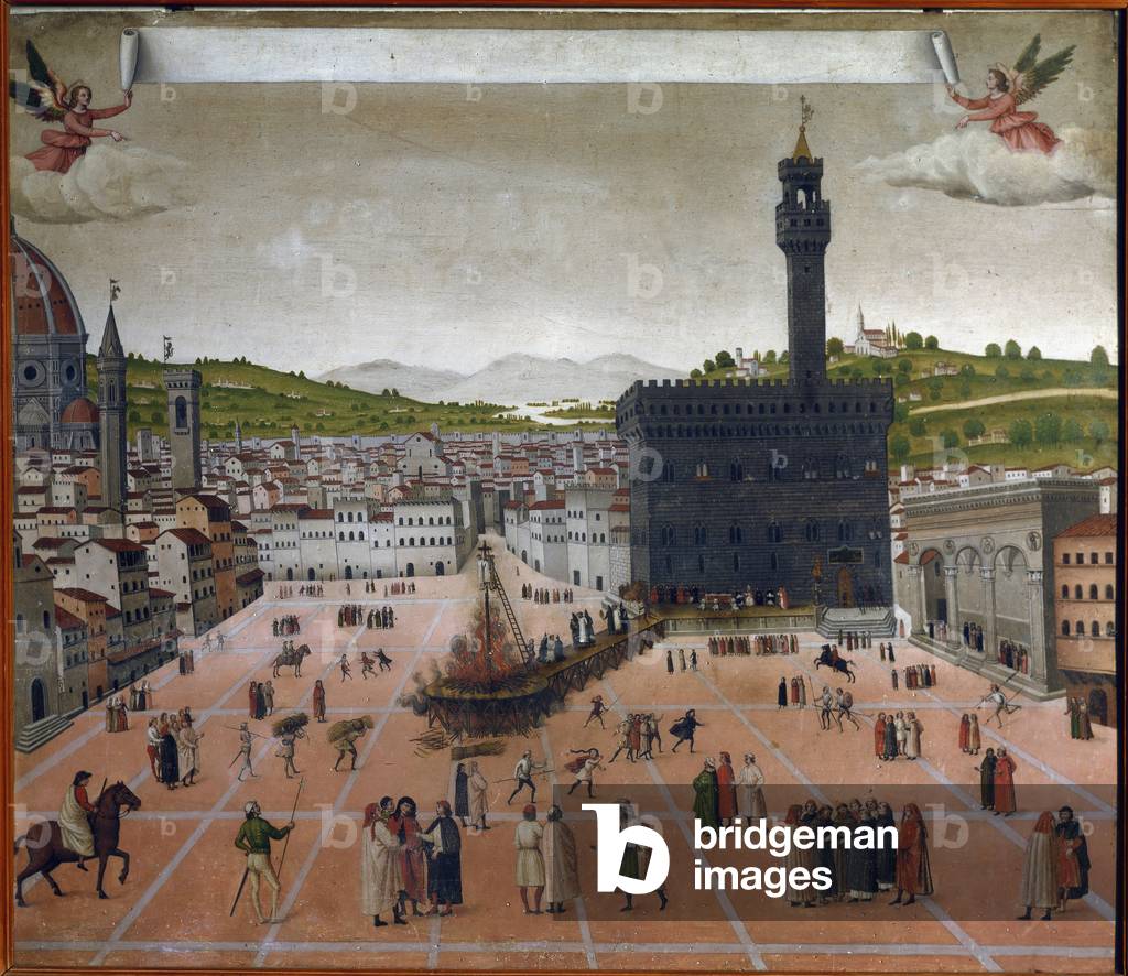 Image of Painting depicting The pyre of Girolamo Savonarola in Piazza della Signoria 1401 by Unknown Artist
