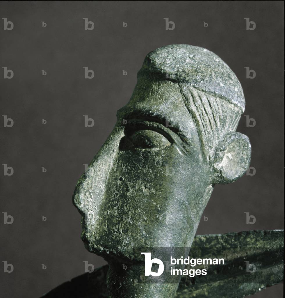 Testa di guerriero, VII-VII secolo a.C. (bronzo)