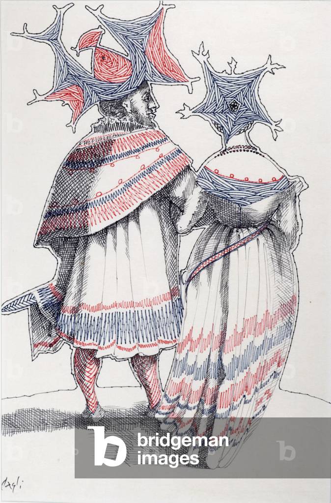 Praise of folly, 1964 (coloured ink on rice paper)