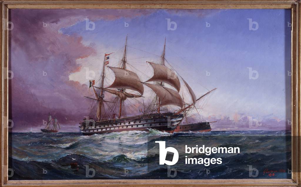Italian ship of the line Re Galantuomo (oil on canvas, 19th century)