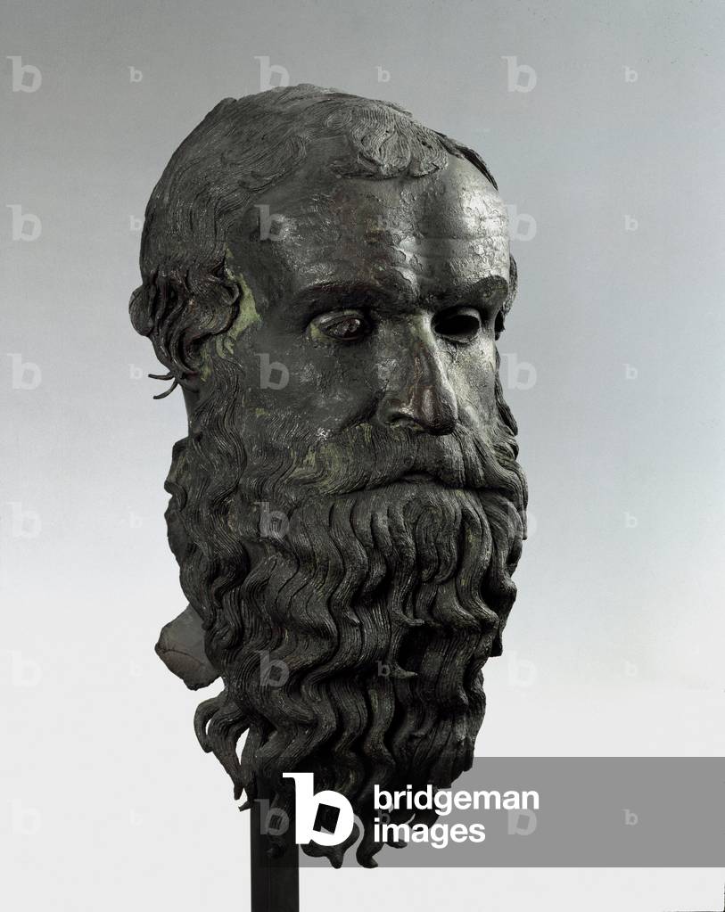 Head of an old man with long beard the so-called philosopher of Porticello, 460-440 BC (Bronze sculpture)