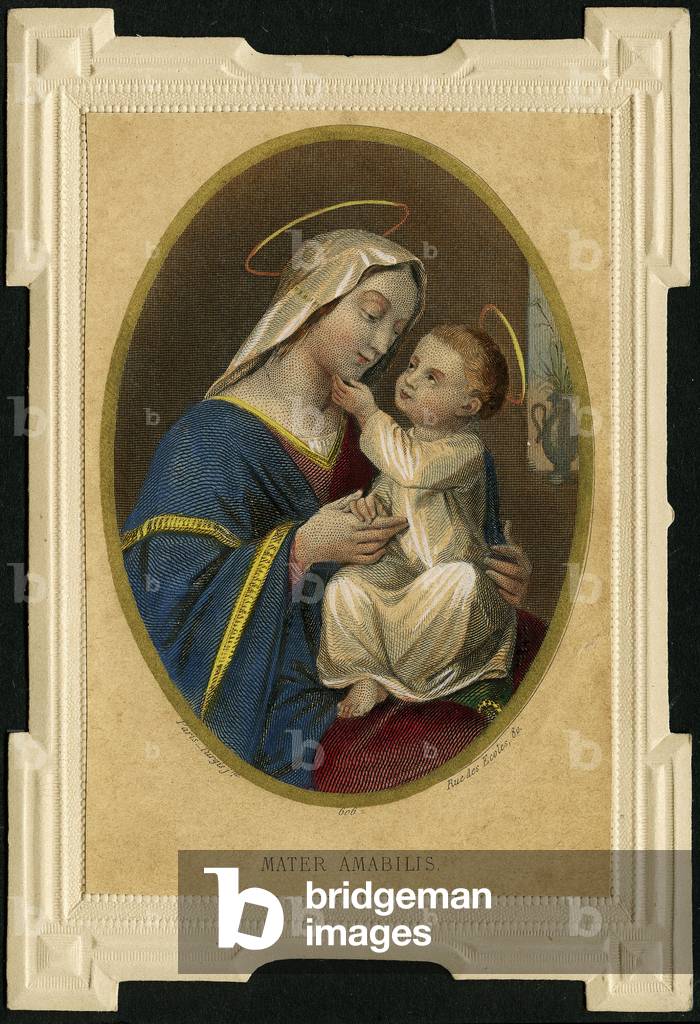 Pious image:  Virgin Mary with Jesus (engraving)