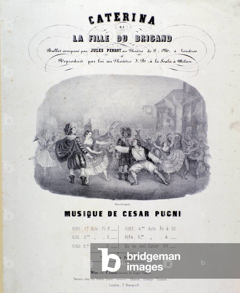 Frontespizio per la partitura musicale di Catarina o figlia del bandito di Pugni per la rappresentazione al Te